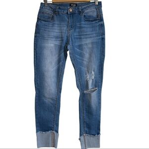 IRIS JEANS CUFFED SKINNY CROPS DISTRESSED WOMEN’S‎ DENIM JEANS SIZE 7